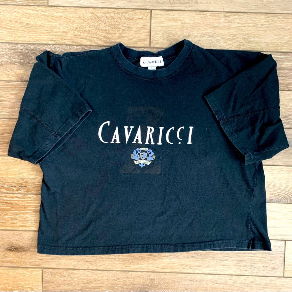 Vintage Z Cavaricci cropped oversized black t-shirt size XL Made in USA